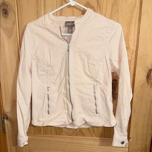 Chico's Light Cream/Pink Bomber Jacket